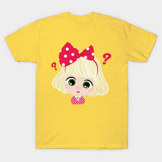 Cute Little Girl With Red Bo T-Shirt by Phat Design